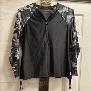 Free Country XL 16 Women's Swim top Rash guard Long Sleeve half zip